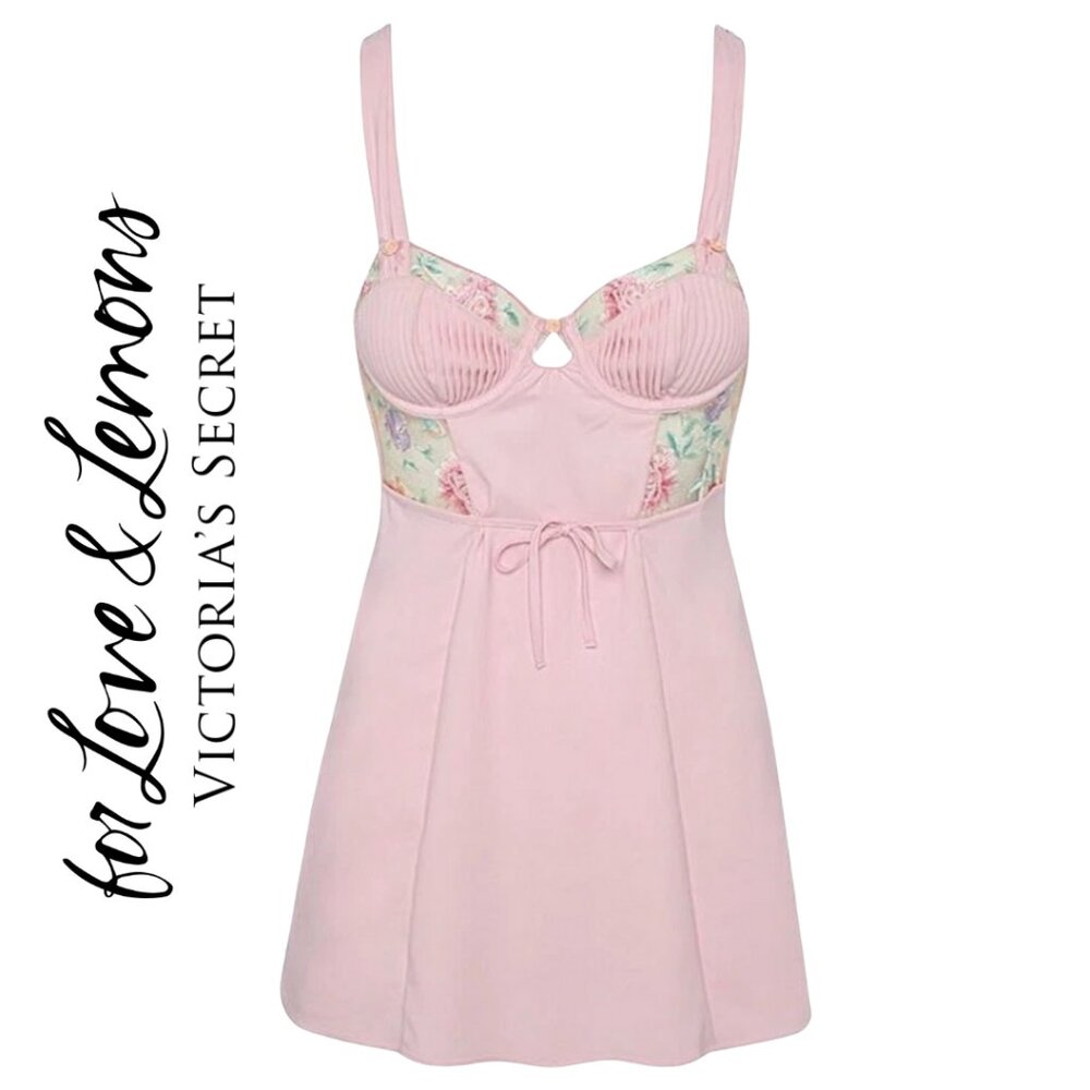 NWT! RARE! For Love and Lemons x Victoria's Secret Watercolor Slip Dress Large